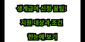 생계급여 신청 꿀팁! 지원 대상과 조건 한눈에 보기