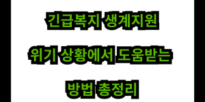 긴급복지 생계지원, 위기 상황에서 도움받는 방법 총정리
