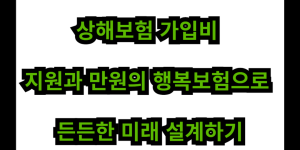 상해보험 가입비 지원과 만원의 행복보험으로 든든한 미래 설계하기